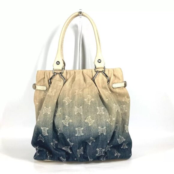 CELINE Macadam Logo Denim Gradient Bag Shoulder Bag Tote Bag - Picture 3 of 14